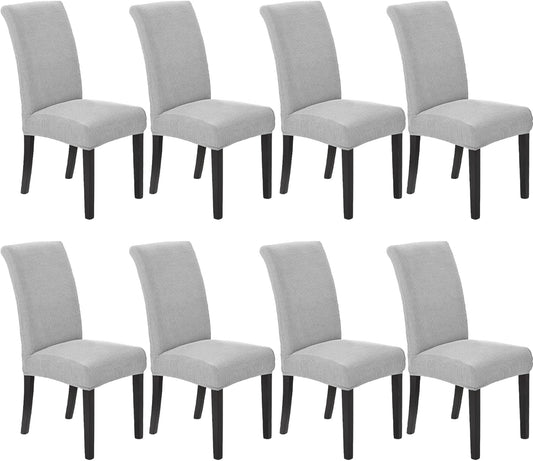 Howhic Stretch Chair Covers for Dining Room Set of 8, Removable Washable Dining Room Chair Covers, Dining Chair Slipcovers Seat Protector, Great Decor for Home and Banquet (Silver, 8 Pack)