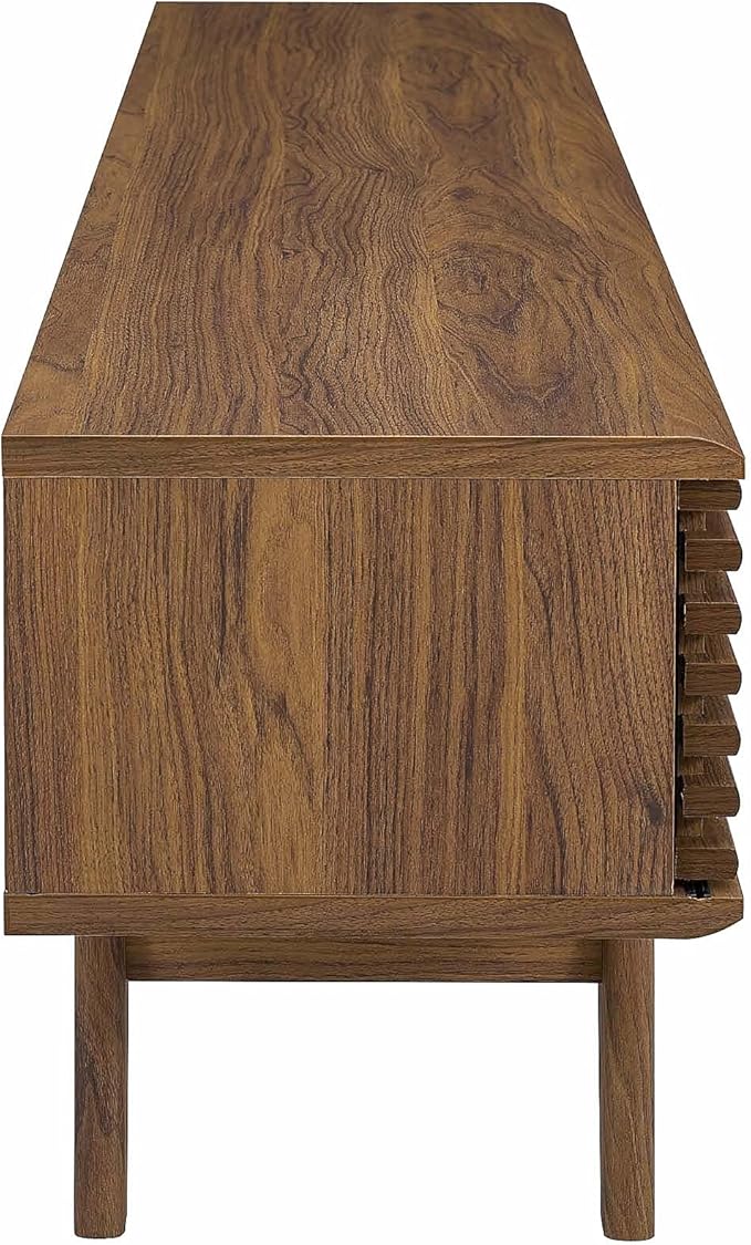 Modway Render 70" Mid-Century Modern Low Profile Media Console Entertainment TV Stand in Walnut Walnut