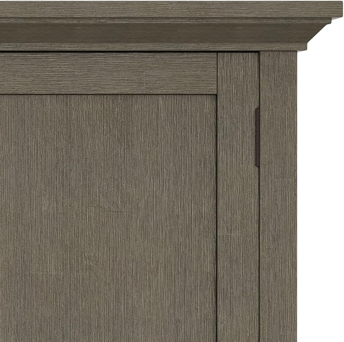 SIMPLIHOME Redmond Storage Cabinet - 39 inch Wide Solid Wood Medium Storage Cabinet in Farmhouse Grey, Transitional Accent Cabinet for Entryway or Living Room with 4 Drawers and Cabinet Storage