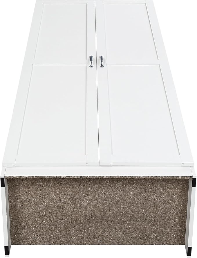 Manhattan Comfort Cornelia Modern Tall Storage Cabinet with Doors and Adjustable Shelves 1.0 - Freestanding Pantry Organizer for Kitchen, Laundry Room, Garage, or Mudroom, Set of 2, White