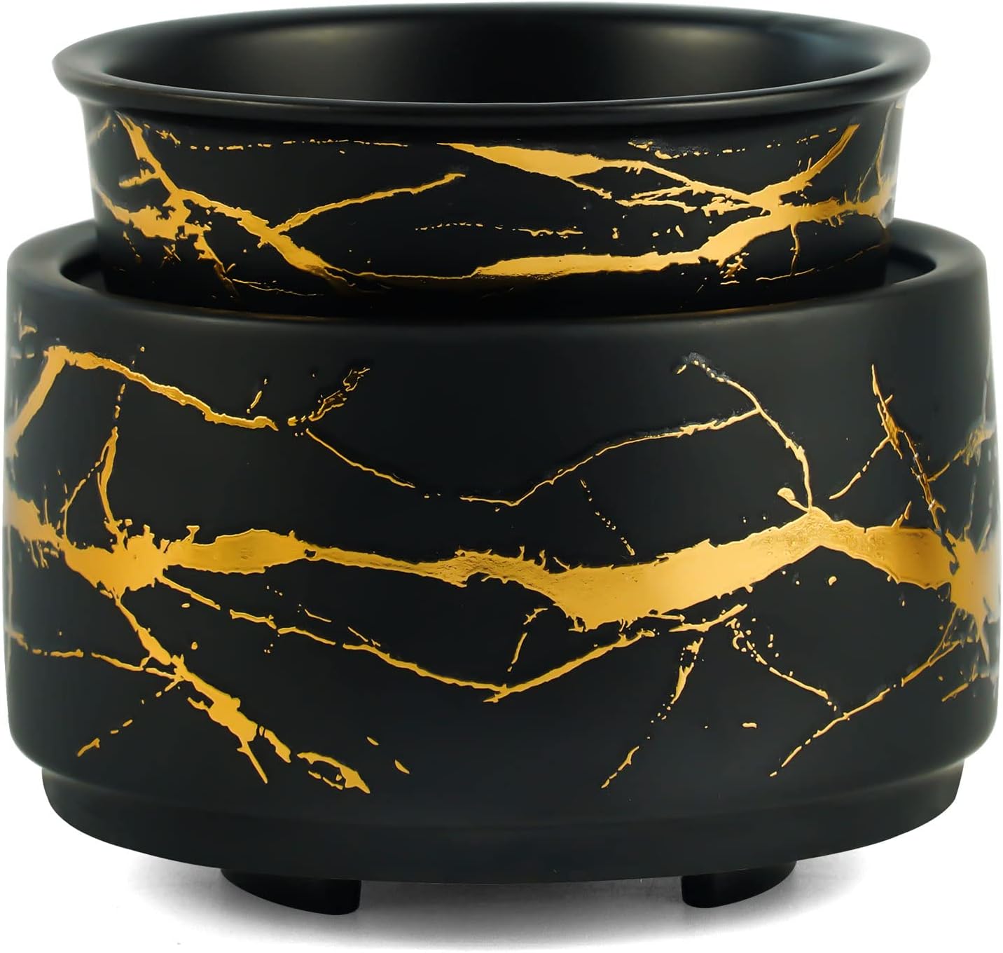 PALANCHY Wax Melt Warmer Ceramic 3-in-1 Oil Burner Electric Candle Wax Warmer Burner Melter Fragrance Warmer for Scented Waxs Home Office Bedroom Aromatherapy Gift& Décor (Black Gold)
