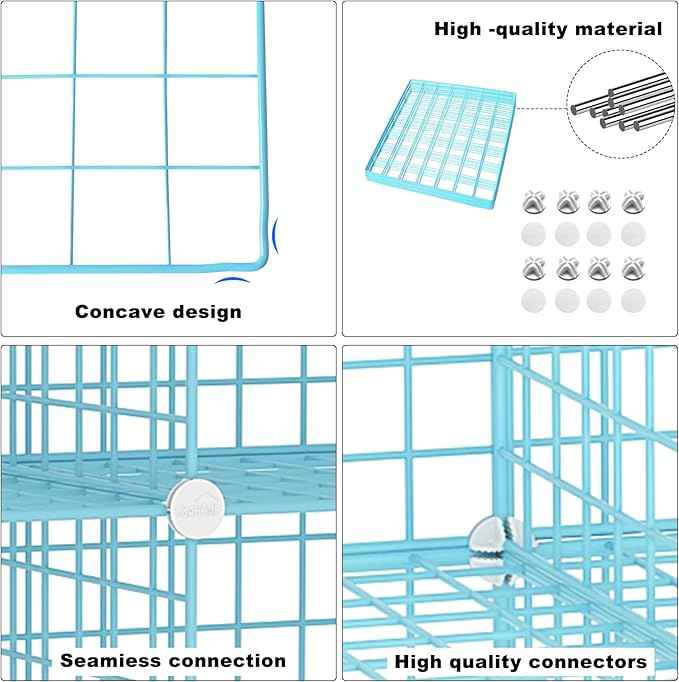 C&AHOME Wire Cube Storage, 9 - Cube Organizer Metal C Grids, Modular Shelves Units, Closet Organizer, Ideal for Home, Office, Living Room, 36.6”L x 12.4”W x 48.4”H, Blue UWCS3009B