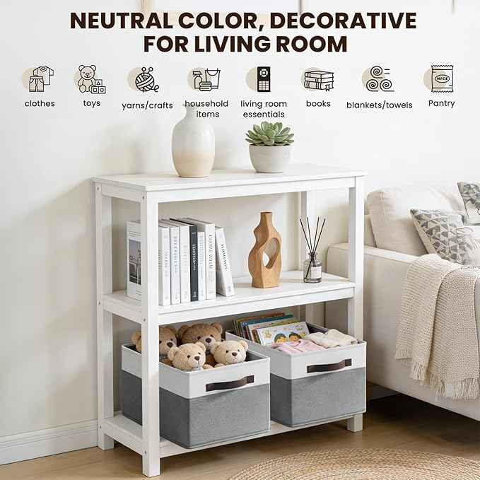 4 Pack Large Closet Storage Baskets Bins for Shelves | Fabric Closet Organizers and Storage with Handles Home Organization | Decorative Collapsible Baskets for Organizing Clothes Toy Nursery 14"x10"