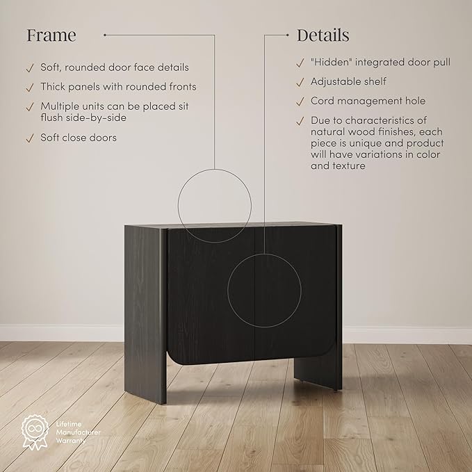 Nathan James Jacala Mid Century Modern Entryway Storage Cabinet with Doors, Living Room Accent Cabinet with Wood Frame, Black Oak Set of 4