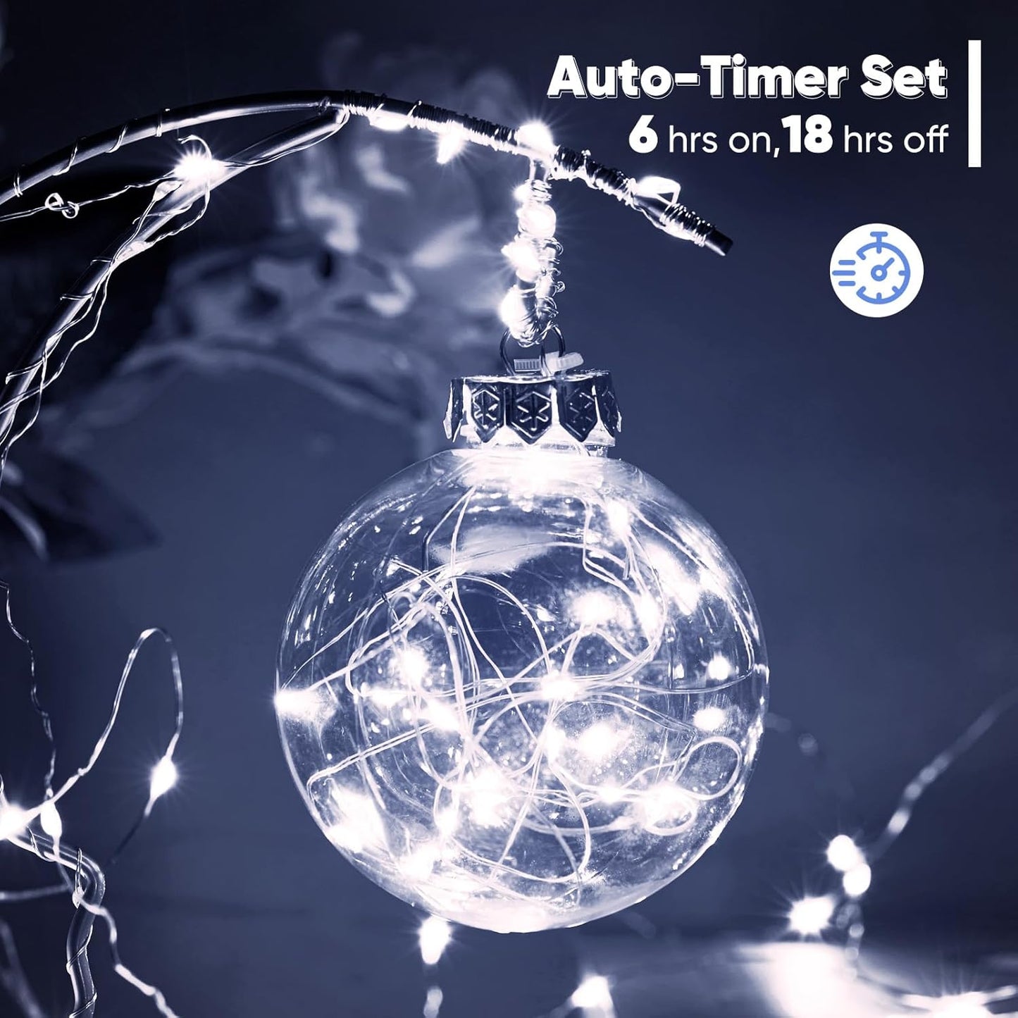 2 Pack 32.8 Ft. Battery Operated Outdoor String Lights with Remote & Timer, LED Cool Whit Fairy Lights, Waterproof Twinkle Lights for Bedroom, Dorm, Mason Jar, Wedding, Party, Christmas