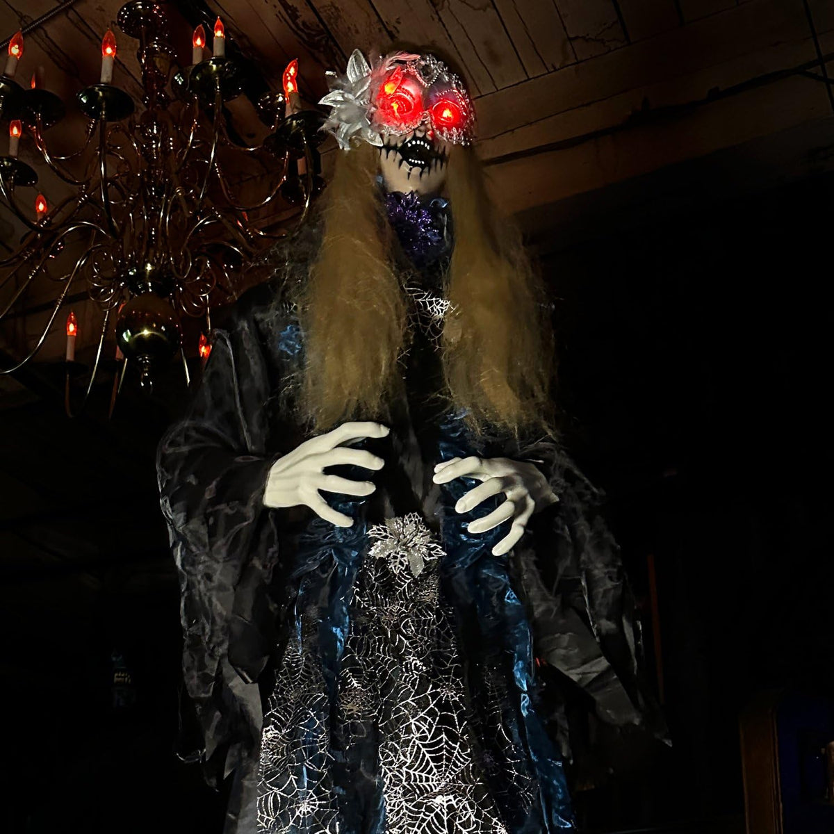 5.9 Ft. Animatronic Standing Masquerade Lady (5.5 ft Standing Masquerade Lady)