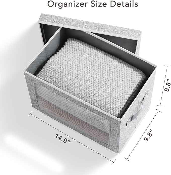 Storage Box with Lids - Foldable Clear Window Storage Bins, Large Decorative Storage Bins with Handles, Storage Containers for Clothes, Towel