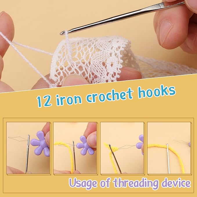 IMZAY 110 Pcs Crochet Hooks Set, 0.6mm-6.5mm Crochet Needles Set, Crochet Hooks Kit with Storage Case, Ergonomic Knitting Needles Stitch Marker Hand Craft Knitting Accessories for Beginners