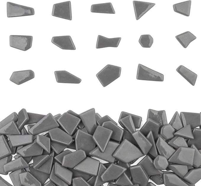 Youway Style Gray Glass Mosaic Tiles for Crafts Bulk,200g Broken Glass Pieces for Mosaic Art Crafts,Garden Mosaic Supplies