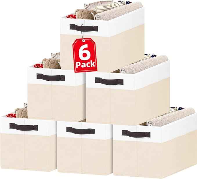 Criusia 6 Pack Large Toy Box Chest, Collapsible Sturdy Toy Storage Organizer Bins Baskets for Kids, Boys, Girls, Nursery, Playroom, Shelf Baskets for Lego Puzzle Balls, Game Organizer (14L*10W*9.5H)
