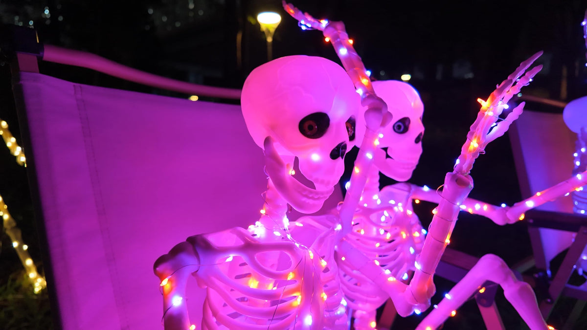 2Pack36 Halloween Skeleton Decoration with Orange&Purple Light (Orange&Purple Light)