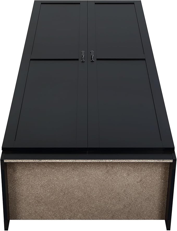 Manhattan Comfort Cornelia Modern Tall Storage Cabinet with Doors and Adjustable Shelves 1.0 - Freestanding Pantry Organizer for Kitchen, Laundry Room, Garage, or Mudroom, Set of 2, Black