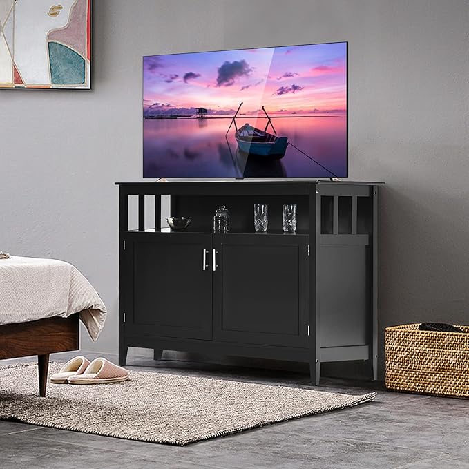 Costzon Buffet Cabinet, Wooden Sideboard with 2 Doors, Adjustable Shelf, Accent Coffee Bar Cabinet, Kitchen Storage Cabinet for Living Room, Hallway