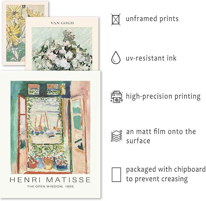 16 PCS Sage Green Wall Art Decor, Matisse Wall Prints for Bedroom, Abstract Posters for Room Aesthetic, Wall Collage Kit Pictures for Living Room, Eclectic Boho Vintage Dorm Gallery Home Decor