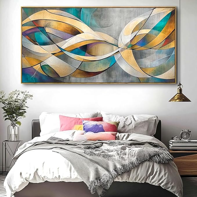 Abstract Wall Art Wall Art - Framed Modern Canvas Painting for Living Room, Bedroom Home Office Decor, 48x24 Inch Ready to Hang
