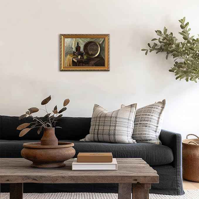 uniro Vintage Gold Framed Wall Art for Home Decor, Farmhouse Wall Decor Still Life Canvas Artwork, Antique Kitchen Wall Art Picture, Rustic Kitchen Art Prints Aesthetic Picture for Dining Desktop Decor- 11x14Inch