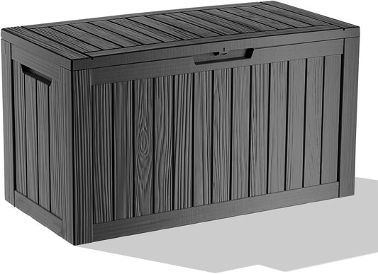 Vixzen 80 Gallon Resin Deck Box, Lockable Outdoor Storage Box for Patio Cushions Storage Furniture,Garden Tools, Pool Supplies, Weatherproof and UV Resistant,Black