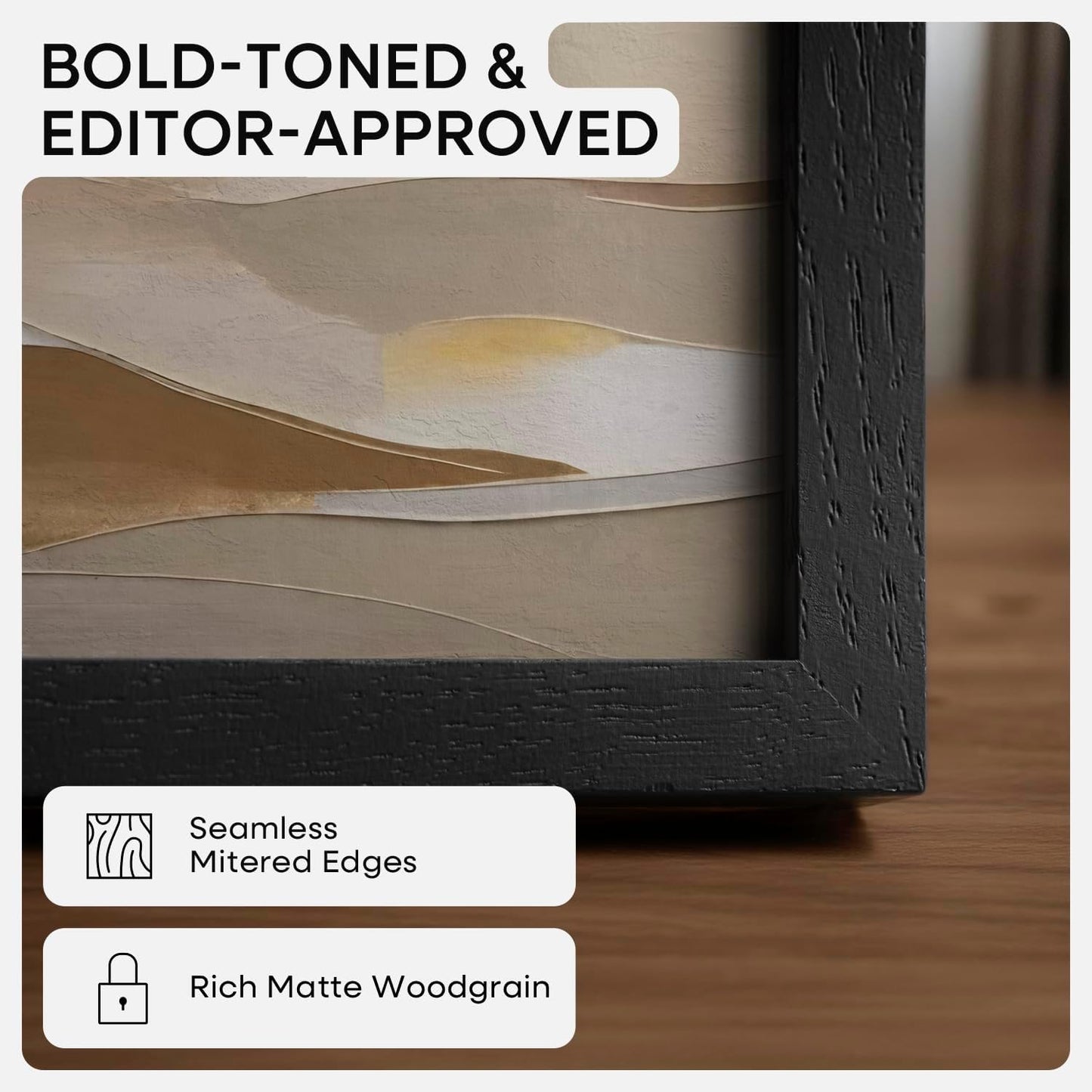 Homeforia 11x11 Black Wood Frame, High-End Oak 11 x 11 Square Picture Frames with Mat 9 by 9 inch Photo, 11by11 Wooden Frame Matted to 9x9 Art, Wall Hanging Frames, Tempered Glass, Wall Kit, Set of 1