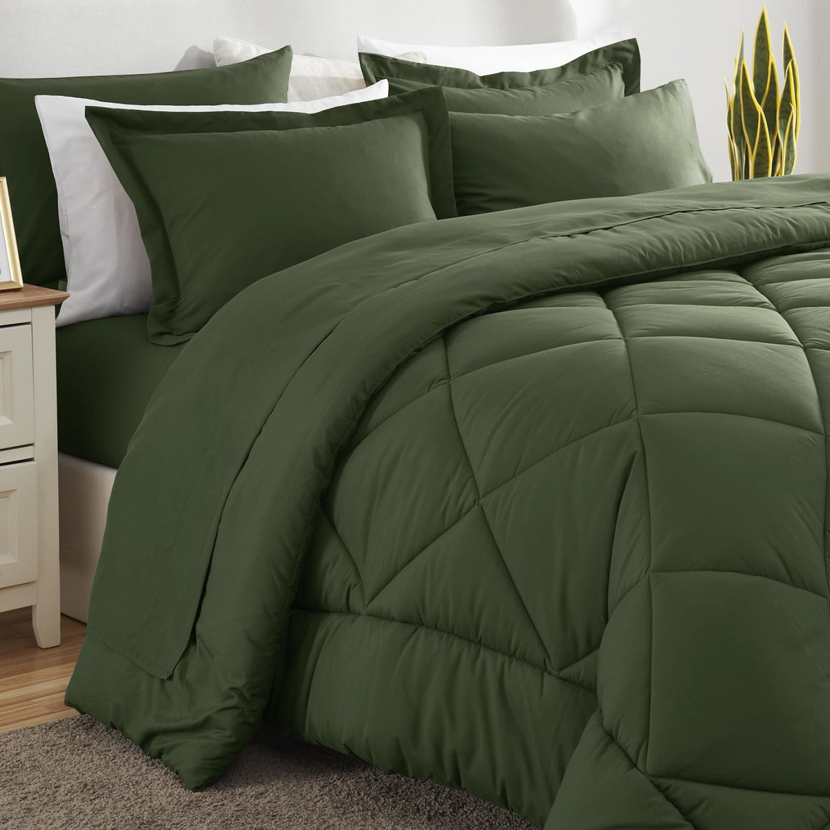 Queen Comforter Set Olive Green