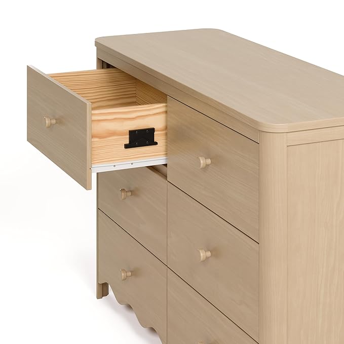 Storkcraft Casablanca 6 Drawer Dresser (Driftwood) – GREENGUARD Gold Certified, Sturdy Dresser for Nursery Bedroom with Spacious Storage, Interlocking Drawer System, Pre-Installed Tracks