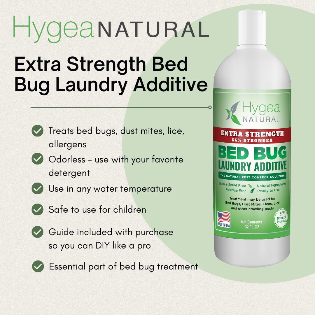 Lice & Bed Bug Extra Strength Laundry Additive - Environmentally Responsible, Odorless & Stain-Free Liquid Laundry Treatment - Safe for Children & Pets - Any Water Temperature (32 oz) - Décor Diaries