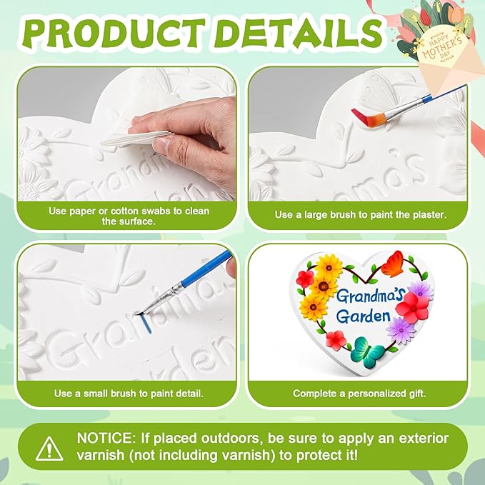 Juexica DIY 9.5 Inch Grandma's Garden Stepping Stone, Woman Gifts for Mom, Paint You Own Garden Stepping Stones, Woman Gifts for Christmas, Stepping Stones for Kids(Garden,10.4 Inch)