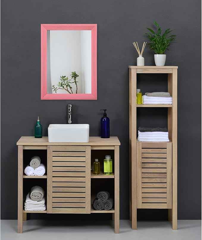 AAZZKANG Rectangle Mirror with Wood Frame Modern Farmhouse Wall Mirrors Decor for Bedroom Bathroom Living Room Small Pink