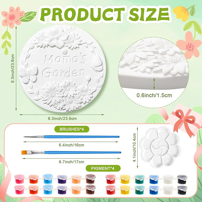 Juexica DIY 9.5 Inch Grandma's Garden Stepping Stone, Woman Gifts for Mom, Paint You Own Garden Stepping Stones, Woman Gifts for Nana,Stepping Stones(Mama,9.5 Inch)