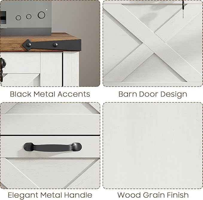 Vabches Vertical File Cabinet with 2 Drawers, Wooden Farmhouse Filing Cabinet for Letter/A4 Size Hanging Files, Under Desk Printer Stand with Storage for Home Office, White and Lock