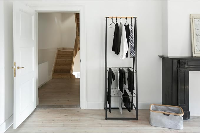 Brabantia - Linn Clothes Rack - Multi-Functional - Space Saver - Adjustable Shelves - Wardrobe Hanging - Drying Rack - Freestanding - Stable - Black - Small