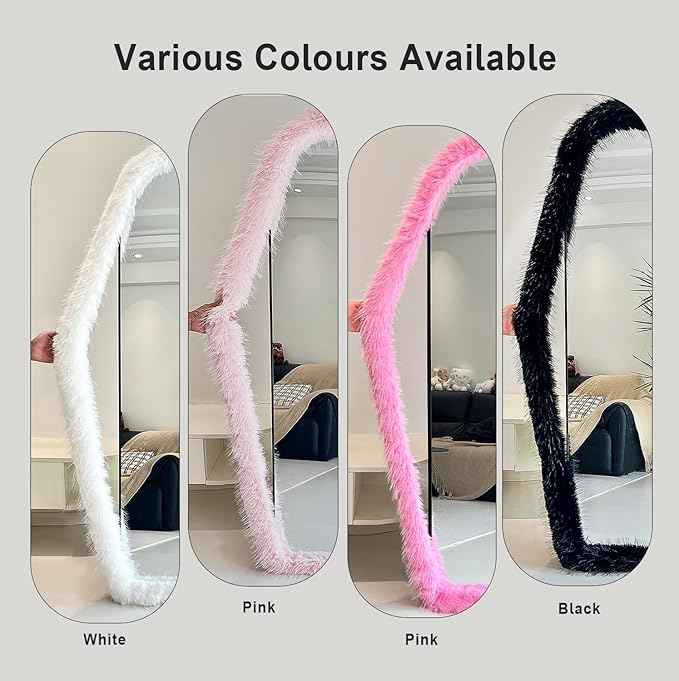 Fluffy Mirror Frame Cover for Arched & Full-Length Mirrors (59"x16") – Stretchy, Non-Slip Fit, 6 Neutral Colors – Soft & Durable Décor (Mirror Not Included)