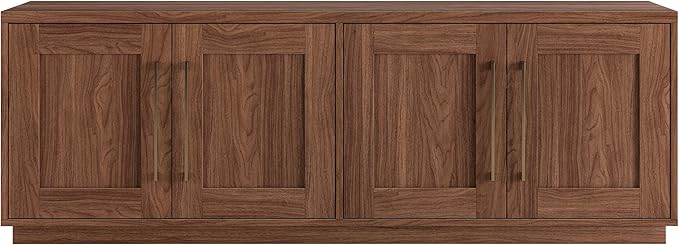 Henn&Hart TV Stand for TVs up to 75'' with 2 Concealed Storage Cabinets and Adjustable Shelves for Living Room, Family Room, or Office, Medium Walnut