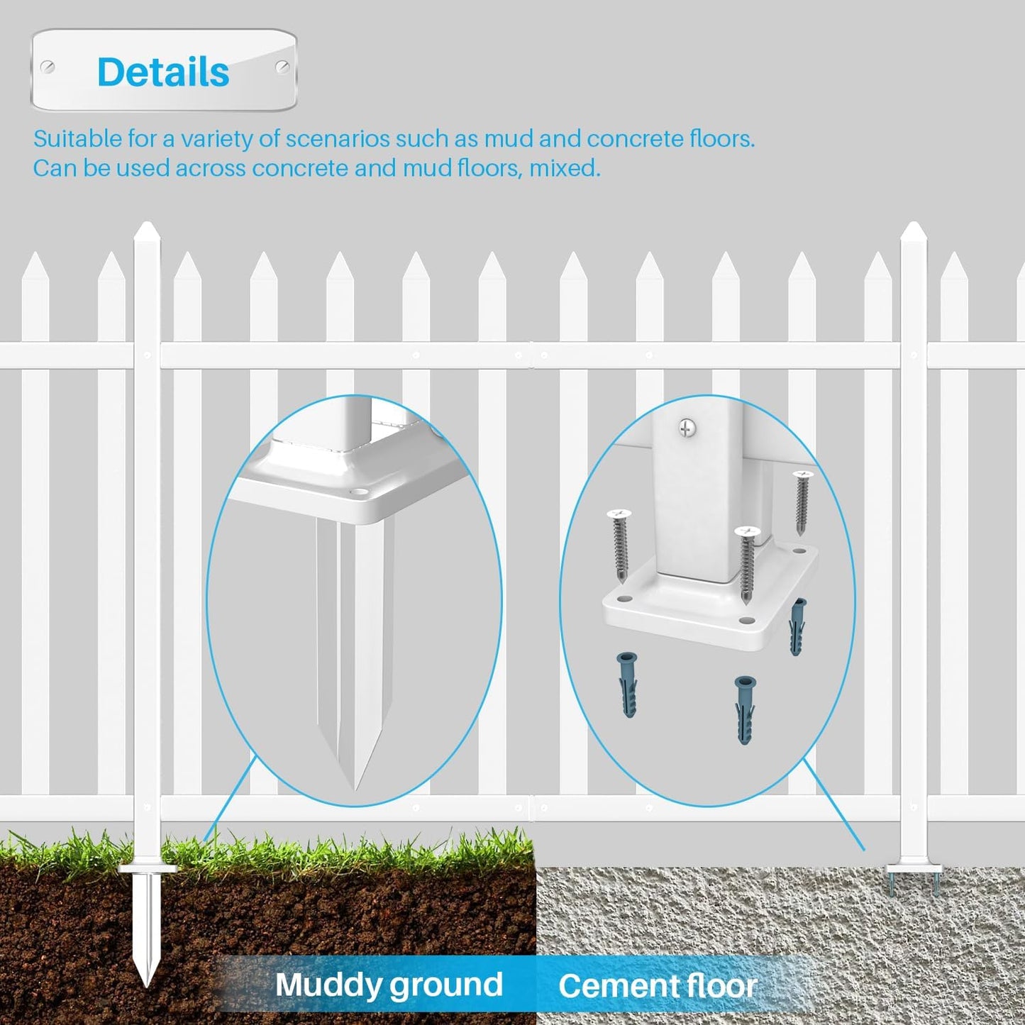 Patio 3 Sets Vinyl Picket Fence Panels 36" H x 84" W White PVC Decorative Fence for Front Yard Porch Patio Deck Pool Air Conditioner Fence Safety Dog Fence (34 Pickets, Straight)