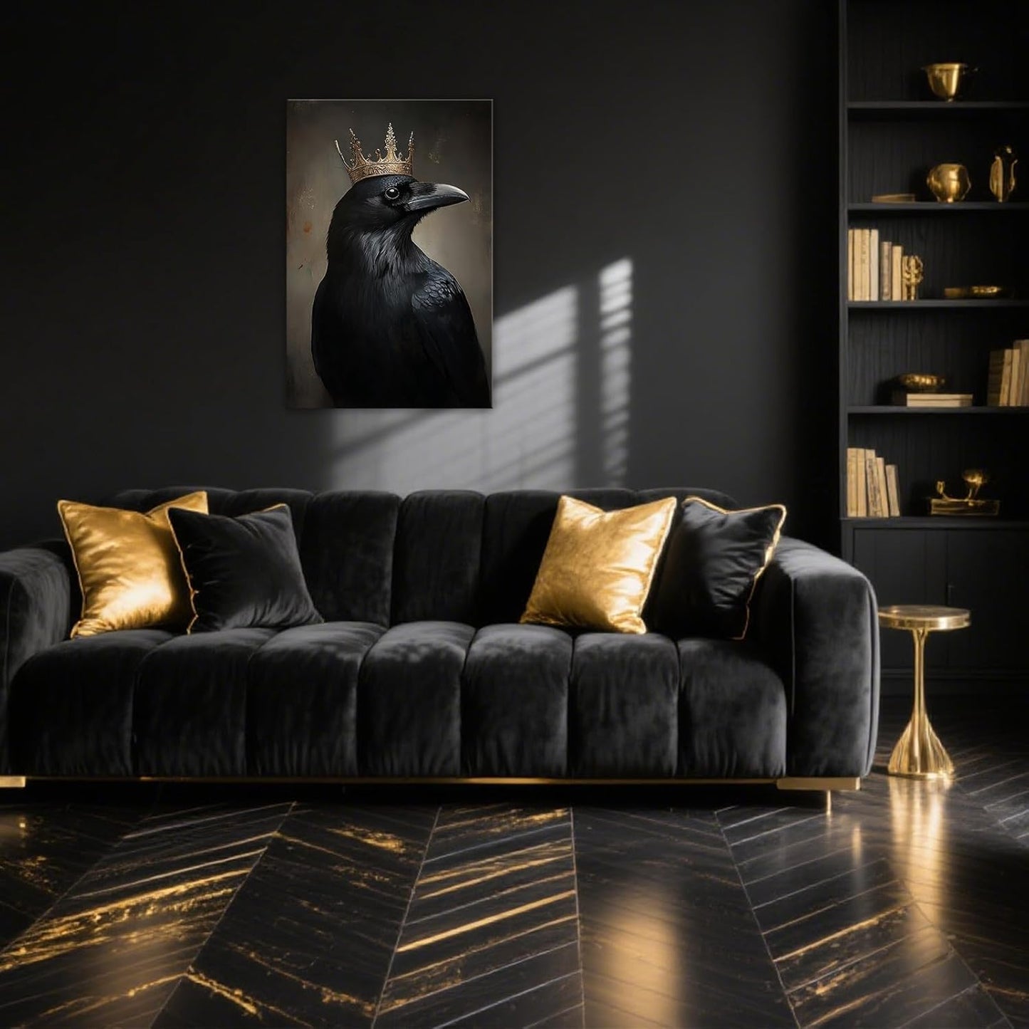 OAAPITI Raven King Wall Art Mysterious Black Bird Painting Dark Gothic Animal Canvas Print for Living Room Bedroom Home Office Inspirational Decor(Artwork-8,20"x30")