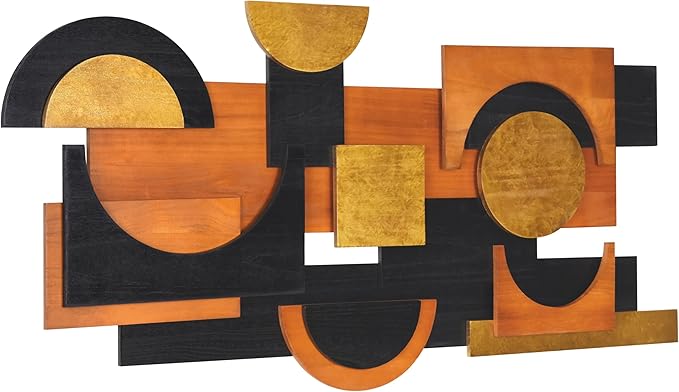 Empire Art Direct "Amber Embraces II" Handmade Dimensional Solid Paulownia Wood Abstracts Wall Art, Ready to Hang, Living Room, Bedroom & Office, 48" x 24"x 1.42"