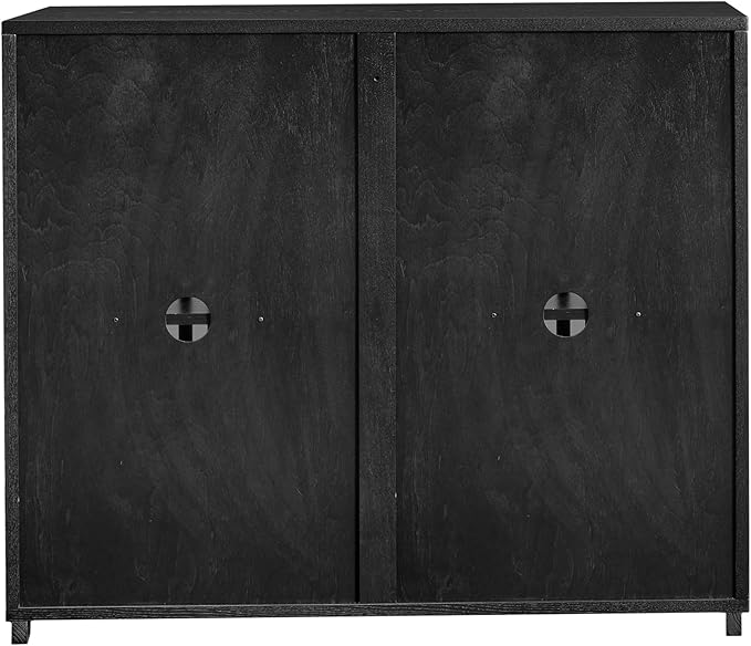 Ball & Cast 39" Narrow Sideboard Cabinet with Storage, Mid Century Modern Buffet Credenza Cabinet w/Fluted Doors & 2 Outlet Holes,for Living Room,Dining Rooms, Entryway, Kitchen Coffee Bar, Black