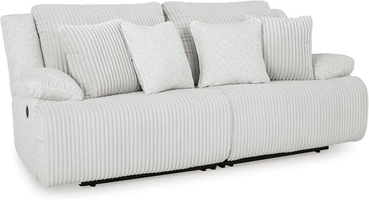 Signature Design by Ashley Top Tier Coastal 2-Piece Reclining Sectional Loveseat with 4 Accent Pillows, Light Gray