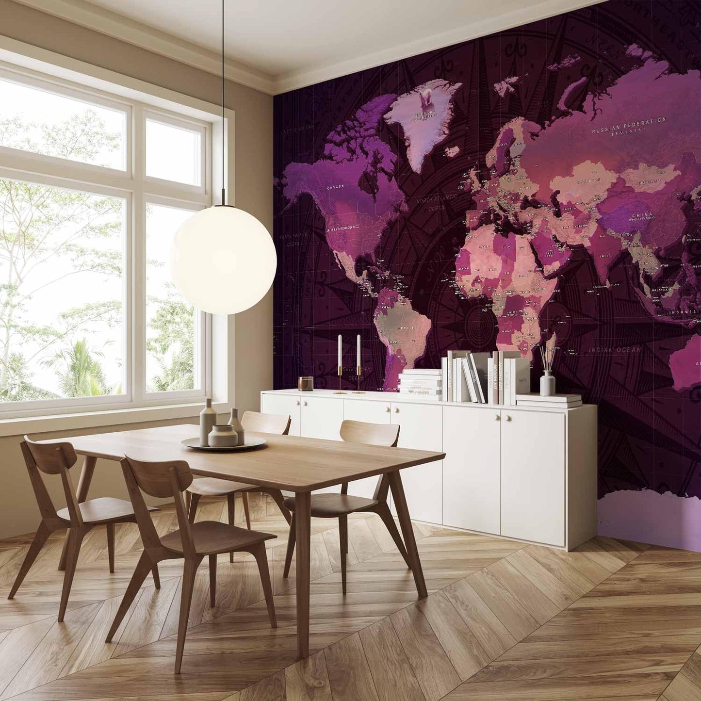 artgeist Wall Mural World Map 173x124 in - Peel and Stick Self-Adhesive Wallpaper Removable Large Sticker Foil Wall Decor Print Picture Image Design Map of The World k-A-0273-a-a