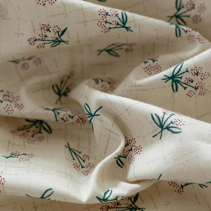LifeTB Green Floral Comforter Set Queen Vintage Coquette Bedding Comforter for Girl Women Floral Botanical Comforter with 2 Bow Ties Pillowcases Cottagecore Bedding Flowers Comforter Set Queen Size