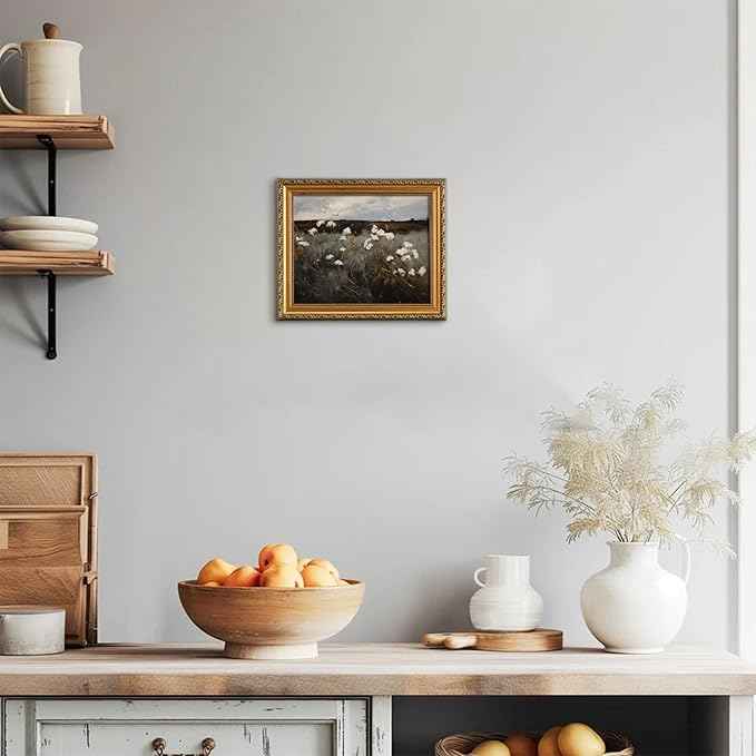 uniro Vintage Gold Framed Wall Art for Home Decor, Moody Wildflower Landscape Oil Painting Bathroom Wall Decor, Classic Dark Autumn Vintage Art Prints, Landscape Wall decor Aesthetic Picture for Bedroom Gallery Office Desktop d ecor- 8x10Inch