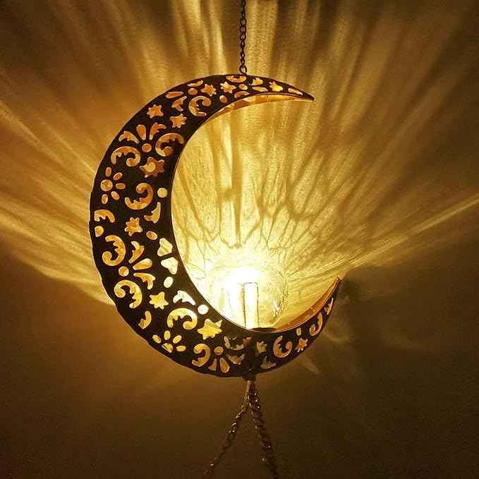 Solar Moon Wind Chimes for Outside Unique Birthday Gifts for Women Mom Grandma Crackle Glass Ball LED Wind Chimes Solar Lights Outdoor Decor Decorative Light for Garden Patio Yard Porch