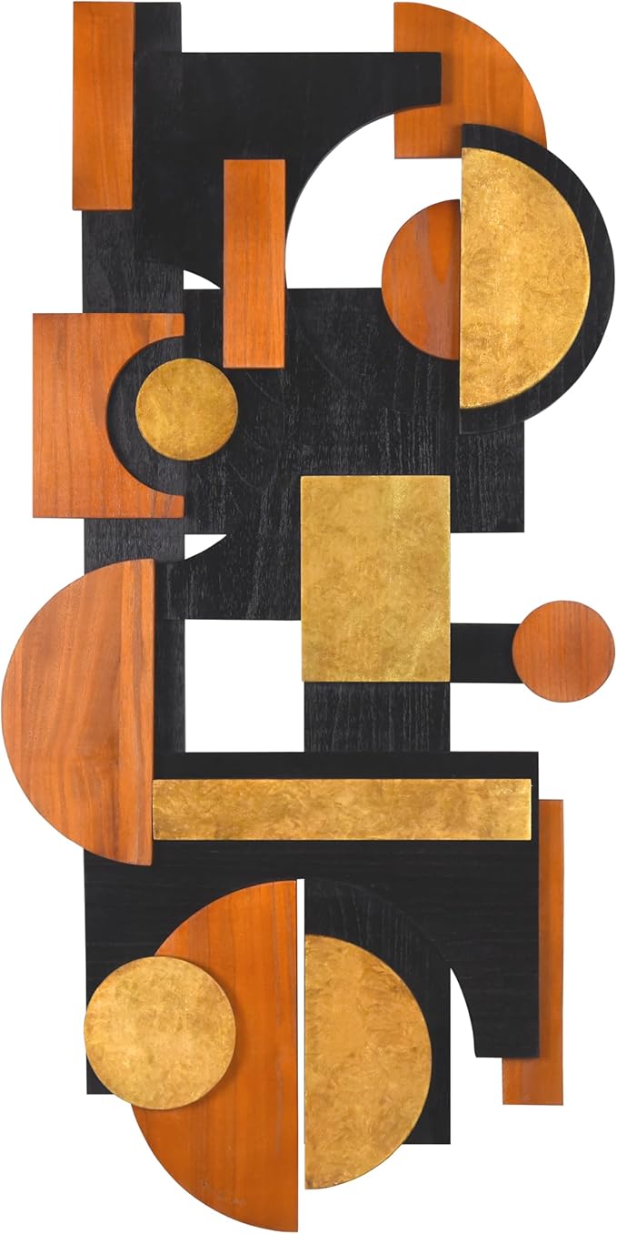 Empire Art Direct "Amber Embraces I" Handmade Dimensional Solid Paulownia Wood Abstracts Wall Art, Ready to Hang, Living Room, Bedroom & Office, 48" x 24"x 1.42"