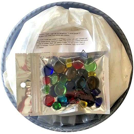 Stepping Stone Kit - Makes a Personalized 8-Inch Stepping Stone, 4 lbs. White Concrete Mixture, Assorted Glass Gems, and 8 inch Mold