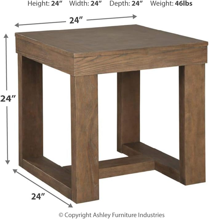 Signature Design by Ashley Cariton Contemporary Oversized Square End Table, Grayish Brown