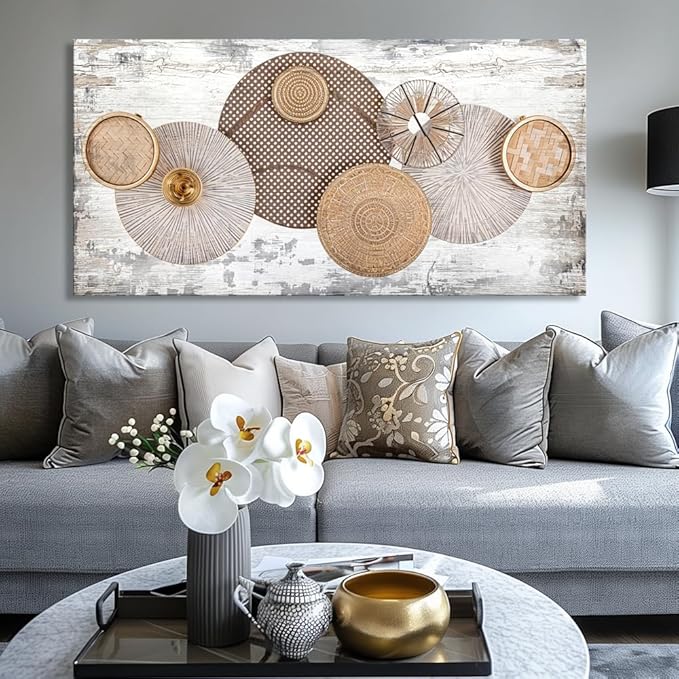 youkuart Wall Art Floral Rustic Wall Decor Yellow and White Canvas Painting Abstract Wall Art for Bedroom Living Room Dining Room Home Office Decor 79"x40"