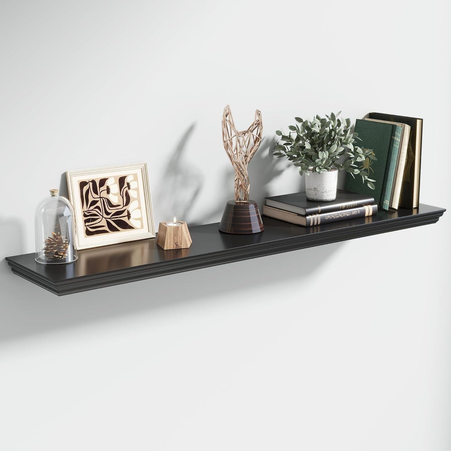 Floating Shelves for Wall, 48 Inch Long Wall Mounted Black Hanging Shelf for Kitchen, Living Room, Office, Bedroom, Bathroom, Retro Vintage Wood Bookshelf for House Decor - Décor Diaries