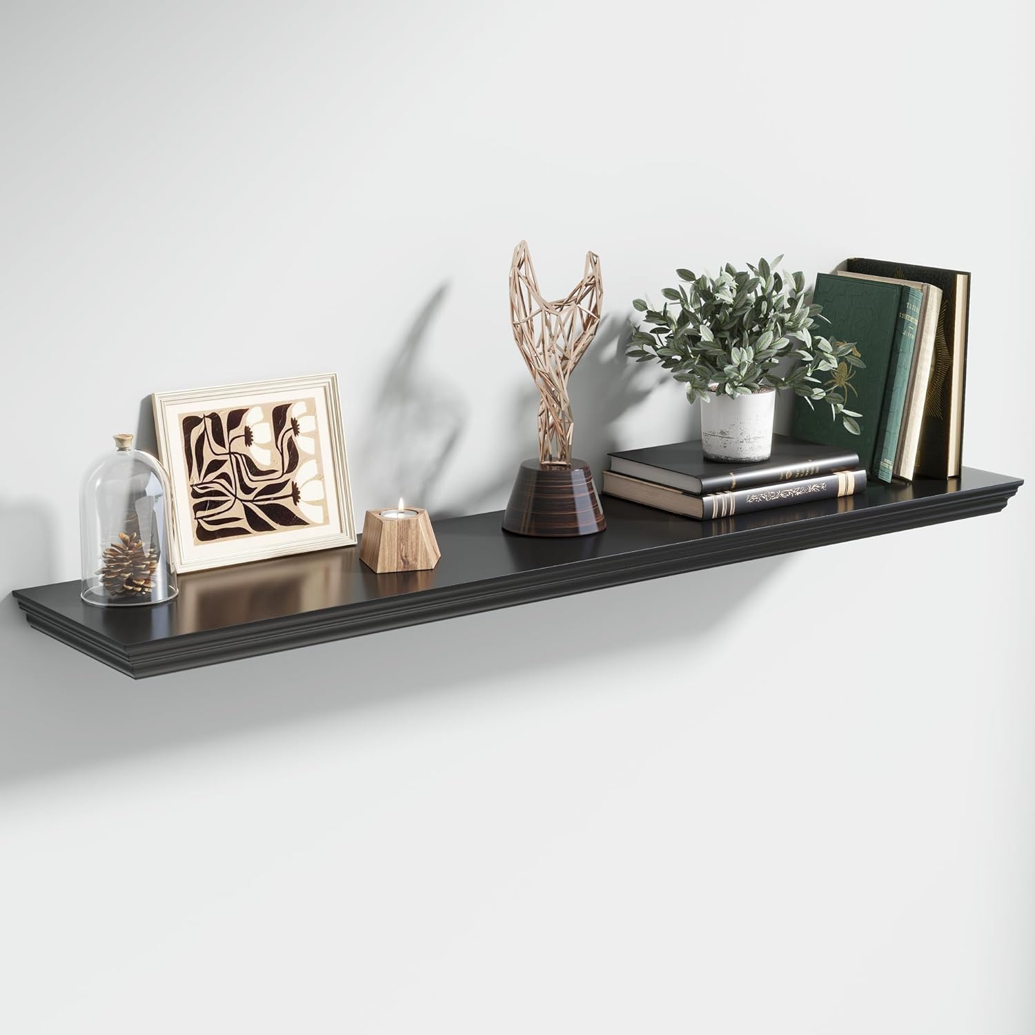 Floating Shelves for Wall, 48 Inch Long Wall Mounted Black Hanging Shelf for Kitchen, Living Room, Office, Bedroom, Bathroom, Retro Vintage Wood Bookshelf for House Decor - Décor Diaries