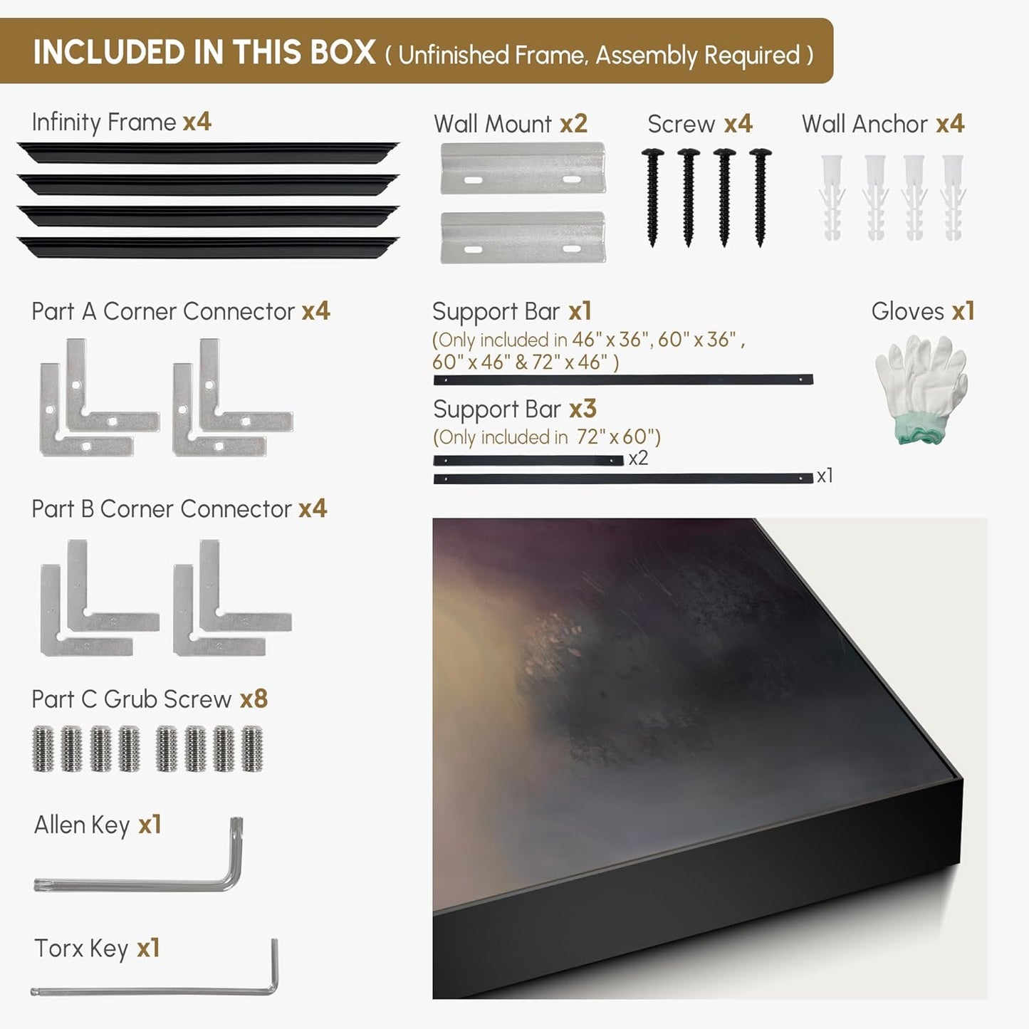 SIGNWIN 60"x72" Extra Large Framed Wall Art Golden Light River Path Dreamy Impressionist Landscape Illustration for Home Living Room Bedroom Decor (Frame Assembly Required)