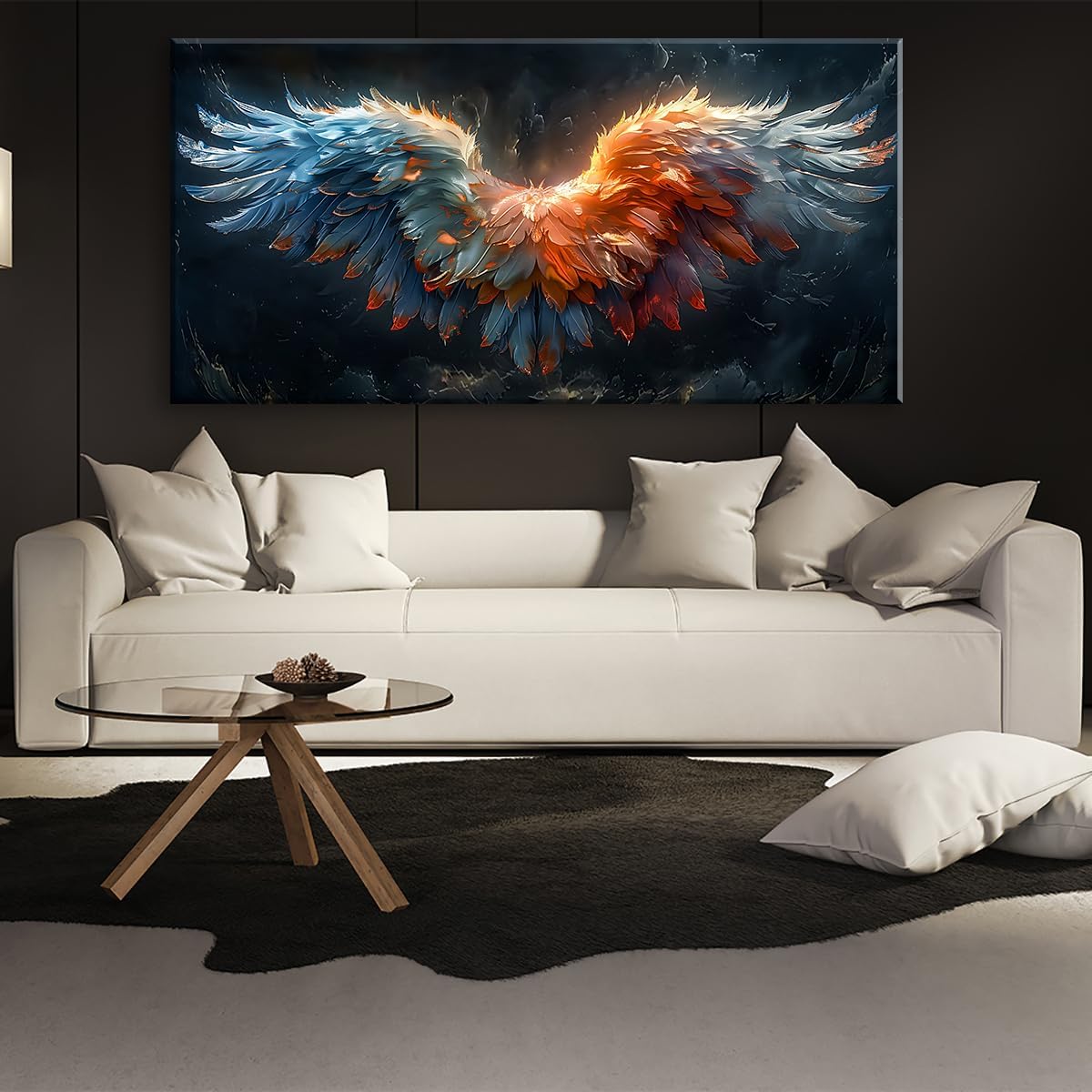LASMOND Beautiful Colorful Angel Wings Religion Wall Art Decor Artwork for Girls Room Bedroom Living Room (20x40 Inches)