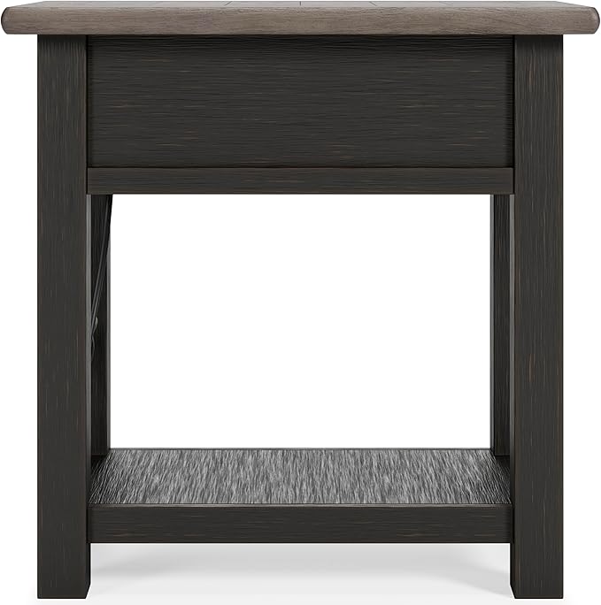 Signature Design by Ashley Tyler Creek Chair Side End Table, Plank-styled Top, Smooth-gliding Drawer, Wood, 14.13" W x 24.13" D x 24.13" H, Light Brown & Whitewash